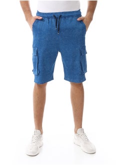 Buy Elastic Waist Cargo Shorts_Heather Royal Blue in Egypt