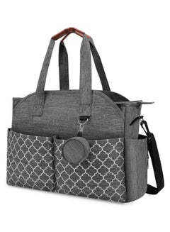 اشتري Tote Diaper Bag, Multi-Function Tote Baby Changing Bag with Adjustable Shoulder Straps, Large Capacity Nursing Bag for Mom (Grey) في السعودية