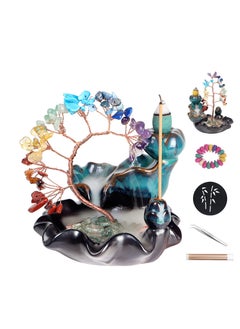 اشتري Ceramic Incense Waterfall Backflow Incense Holder, 7 Chakras Crystal Tree Incense Holder, Namaste Yoga Meditation and Home Decor with 20 Backflow Incense Cones & 50 Incense Sticks في الامارات