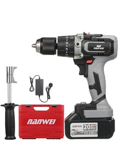 اشتري 21V Cordless Drill Driver Batteries Max Torque 200N.m 1/2 Inch Metal Keyless Chuck 20+3 Position 0-2150RMP Variable Speed Impact Hammer Drill Screwdriver With PlasticTool Box في السعودية