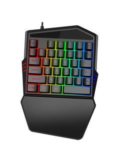 اشتري T19 Wired One-handed Gaming Keyboard 35 Key Colorful RGB Backlight Ergonomic Design Keyboard for Android/Windows/IOS في الامارات