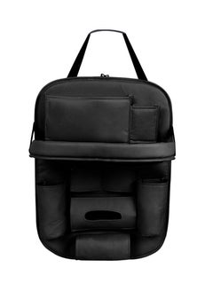 Buy PU Leather Car Back Seat Storage Bag Organizer Black in UAE