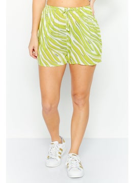 اشتري Women Allover Printed Drawstring Shorts, Green Combo في الامارات