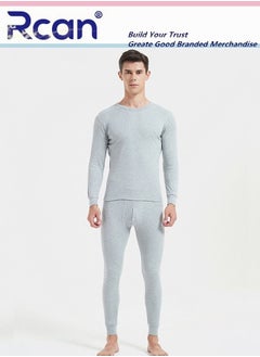 Buy 2 Piece Men's Round Neck Thermal Underwear Set Winter Pajamas Lightweight Slim Fitting Long Sleeved T-Shirt and Long Pants Lining Basic Layer Bottoming Shirt Plus Size in Saudi Arabia