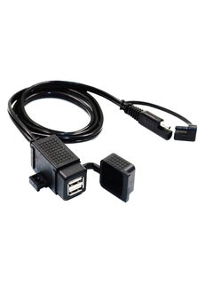 اشتري 3.1Amp Waterproof Motorcycle Dual USB Charger Kit SAE to USB Adapter Cable Phone Tablet GPS Charger SAE to Dual USB Adapter في الامارات