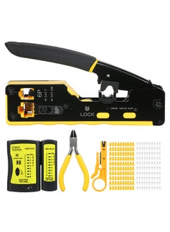 Buy RJ45 Crimp Tool Kit All in One Pass Through Crimping Tool for Cat5e Cat6 Cat6a Pass Through Connector with 100Pcs Connectors 100Pcs Covers Network Cable Pliers Tester Blades in UAE