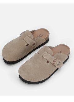 Buy Suede Clogs Potato Shoes Cork Footbed Sandals Comfort Mules Slip On Slippers Khaki in Saudi Arabia