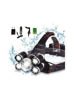 Buy Waterproof 12000 Lumen 5 Led Headlamp XML T6+4Q5 Head Lamp Powerful Led Headlight, Rechargeable Flashlight Head Lights for Camping, Hiking (Include 2 * 18650 Rechargeable Batteries) in UAE