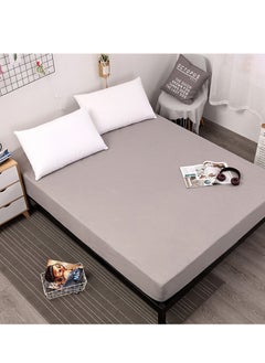 اشتري Waterproof Fitted Sheet,Machine Washable,Solid Color Mattress Protector, Urine Care Sheet,Grey في السعودية