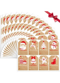 اشتري 120Pcs Christmas Gift Tags, Natural Brown Kraft Gift Stickers For Presents, Self Adhesive To And From Name Labels, Xmas Peel And Stick Gift Wrap Tags For Festival Holiday Birthday, 2" X 3", Red في السعودية