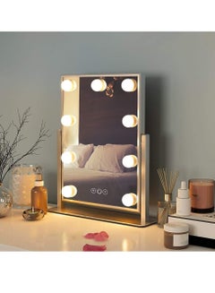 Buy COOLBABY Hollywood Vanity Mirror with Light White 9 Lighted Makeup Mirror Smart Touch Control 3Colors Dimable Light Detachable 10X Magnification 360°Rotation Touch Control in UAE