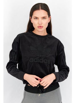 Buy Women Sportswear Long Sleeve Embroidered Logo Sweatshirt, Black in UAE