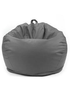Buy Classic Round Faux Leather Bean Bag with Polystyrene Beads Filling(Grey) in UAE
