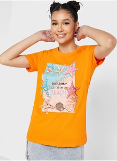 Buy Embellished Graphic Detail T-Shirt in Saudi Arabia