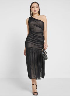 Buy One Shoulder Ruched Dress in Saudi Arabia