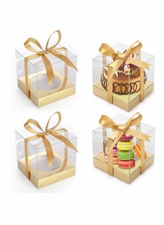 Buy Transparent Cake Box, 12PCS PVC Clear Box Bakery Container, Macaron Cupcake Candy Cookies Muffins Dome Box Mooncake Boxes for Baby Shower Wedding Birthday Party Supplies in UAE