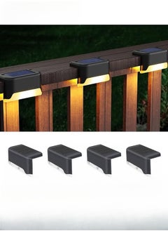 Buy Solar Step Lamp,4 Pack Waterproof LED Solar Deck Light,Decor Solar Lights For Railing,Stairs,Fence,Post,Yard And Driveway,Black in UAE