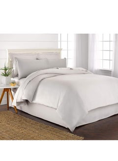 Buy Bamboo Duvet Cover Single Size 150x200 cm With Button Closing and Corner Ties 400TC Cool, Anti-Allergic, Soft and Silky – White in UAE