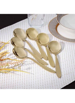 Buy Pvd Lotus 6-Piece Soup Spoon Gold 18 X 4.4CM in UAE