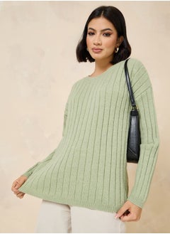 اشتري Oversized Fit Regular Length Ribbed Sweater في السعودية