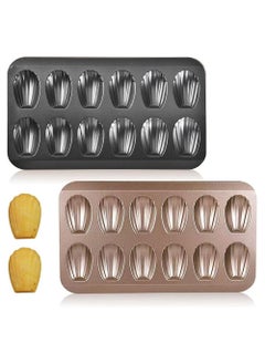 اشتري 2 PCS Madeleine Pan, 12-Cup Nonstick Shell Shape Baking Cake Mold Jumbo Muffin,Bakeware Bread Pan, Sheet Pans for Cooking Nonstick,15.5 Inch Baking Pan Loaf في السعودية