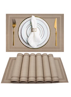 اشتري Set of 8 Placemats, Non-Slip Crossweave Woven Vinyl Insulation Place Mat Washable Table Mats For Restaurants Party Decoration 45 x 30 cm(Champagne) في الامارات