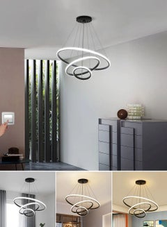 Buy Black Circle Shape LED Ceiling Light/Dimmable/3 Rings in Saudi Arabia