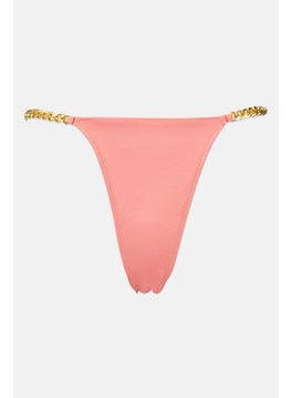 Buy Women Chain Detailed Pull On Bikini Bottom, Pink in UAE