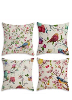 اشتري Spring Floral Linen Pillowcase a Set of 4 Pillowcases for Sofa Sofa Living Room Home Decor Sofa Digital Printing Home Furnishing Cushion Cover في السعودية