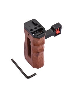 Buy Adjustable Wooden Camera Cage Handle Left/Right Side Hand Grip 1/4 Inch Screw ARRI-Style Mount with Cold Shoe Mount Mini Wrench Compatible with SmallRig Video Cage in Saudi Arabia