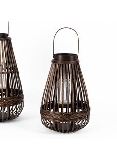 Buy Bamboo Lantern With Tall Handle, Brown - 26X40 Cm in UAE