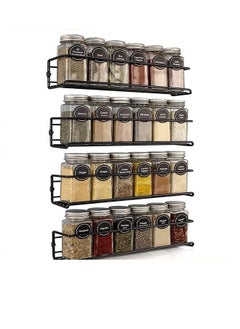 Buy 4-Piece Wall Mount Spice Rack Set - Space-Saving Hanging Spice Organizers for Kitchen Pantry Door - Black Seasoning Storage Shelf in UAE