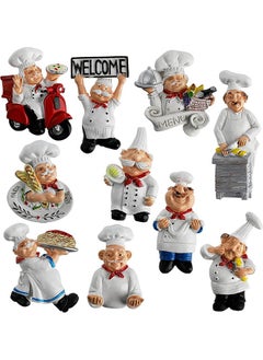 اشتري 10 Pieces Chef Fridge Magnets, Cute Italian Chef Magnets for Refrigerator, Funny Kitchen Chef Figurine Decorations, 3D Resin Baker Refrigerator Stickers for Whiteboard, Map, Cabinets في السعودية