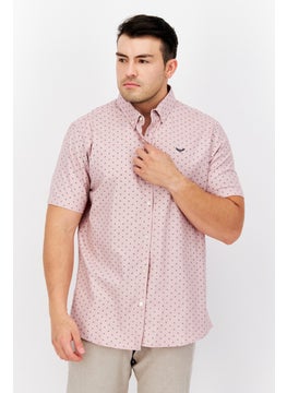 اشتري Men Regular Fit Short Sleeve Allover Print Casual Shirt, Pink في السعودية