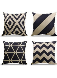 Buy Clearance Sale Cotton Linen Geometric Pattern Throw Pillows Covers - Set of 4 (18x18in) in UAE