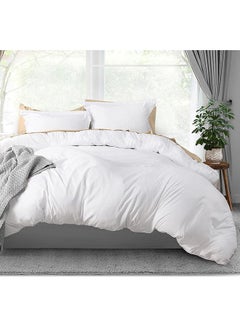 Buy Duvet Cover Full Size, Soft Solid color minimalist Full Duvet Cover Set, 3 Pieces Duvet Cover 80 X 90 Inches with Zipper Closure and 2 Pillowcase(White) in Saudi Arabia