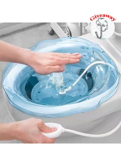 Buy Toilet bidet, postpartum care bidet, hemorrhoid bidet with irrigator, pregnant women private steam seat, soaking basin for inflammation treatment, suitable for universal toilet - transparent blue in Saudi Arabia