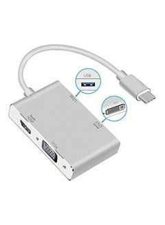 اشتري USB C to HDMI/DVI/VGA/USB 3.0 Adapter, USB 3.1 Type-C Hub to HDMI DVI 4K VGA USB Adaptor Converter (Thunderbolt 3 Compatible), Multi Monitors Adapter for MacBook/Pro, MacBook Air Monitors Projector في الامارات