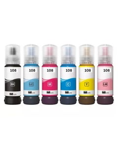 اشتري 108 Compatible Ink Set For L8050 70 ml Multipack Black, Cyan, Yellow, Magenta, Light cyan, light magenta في الامارات