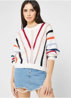 Buy Multi Striped Detail Sweater in UAE