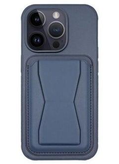 Buy MYK Wallet Case Compatible with iPhone11 pro max, Leather Case with Card Holder, Magnetic Detachable Card Slot with Stand (Navy Blue) in UAE