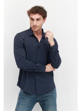 Buy Men Regular Fit Allover Print Long Sleeves Casual Shirt, Navy Combo in Saudi Arabia