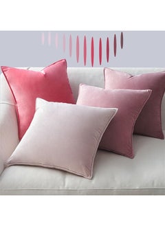 اشتري 4 Pack Pink Euro Shams Pillow Covers for Bed Sofa Car,Light/Peach/Hot/Dusty Pink Decorative Velvet Throw Pillow Covers for Couch Living Room,Cute Adorn Square Toss Pillow Case(20L 20W Inch) في الامارات