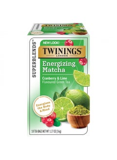 اشتري Twinings Energize Tea - Cranberry & Lime Flavoured Caffeinated Green Tea with Energizing Matcha, Tea Bags Individually Wrapped, 18 Count في الامارات