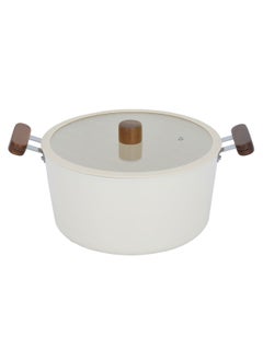 Buy Tornado Pot Beige Wooden Handle Glass Lid 28 Cm in Saudi Arabia