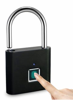 Buy Fingerprint Padlock, Locker Lock, Smart Pad Waterproof Small Portable with USB Charging for, Luggage, Gym , Suitcas, School, Bike in UAE