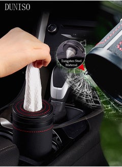 Buy Tissue Box for Car Leather Tissue Box Holder with Window Breakers for Car Office Tissue Holder Car Interior Leather Tissue Cup Black in UAE