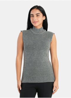 Buy High Neck Ribbed Pullover in Egypt