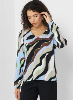 Buy Printed Puff Sleeve Top in UAE