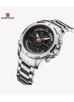 Buy NF9170 S/B Men Luxury Watches Digital Chronograph Military Sport Quartz Stainless Steel Waterproof Wristwatch - Silver/Black in UAE